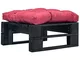 vidaXL Legno di Pino Pouf da Giardino a Pallet con Cuscino Rosso Rustico Sofa Seduta Ester...