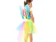 GirlZone Regalo Ragazza -Costume da Unicorno per Bambina Travestimento Arcobaleno con Cerc...