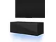Selsey LANA - Mobile TV Sospeso/Luci LED Blu/Nero Opaco con Frontale Lucido / 100 cm