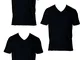 Enrico Coveri 3 t-Shirt Uomo Mezza Manica Scollo a Punta Caldo Cotone Interlock Art. ET120...