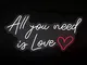 ADM - 'All you need is Love' - Scritta evocativa e decorativa illuminata con led colorati...