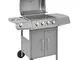 vidaXL Griglia Barbecue a Gas 4+1 Fornelli Argentato Giardino Acciaio Inox BBQ