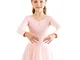 Bezioner Ragazza Balletto Leotard Vestito Danza Tutu Body Ginnastica Manica Lunga con Chif...