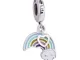 Ciondolo con motivo arcobaleno in argento Sterling 925 con ciondolino a forma cuore, idea...