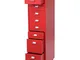 Mendler Cassettiera armadietto Ufficio Boston T851 con Ruote 8 cassetti 110x28x41cm Rosso