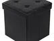 Songmics 38 cm Pouf Cubo Poggiapiedi Sgabello Pieghevole Carico Max. 300 kg Nero LSF30B