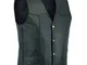 Leatherick Gilet in vera pelle da uomo in pelle nera - Stile casual stile motociclista (S)