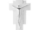 Crocifisso in Resina Argentata con Croce in Legno Bianco, Stile Moderno Dimensioni 22 cm x...