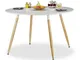 Relaxdays Arvid Tavolo da Pranzo Rotondo, Legno, Bianco, 120x120x75 cm