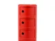 Kartell Componibili Contenitore 4 Elementi, Base Tonda, ABS, Rosso, 32 x 32 x 77 cm