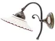 Applique ottone brunito,lampada parete con piatto ceramica bordo marrone ar1.Misure:H 21,5...