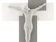 Grande CROCIFISSO CAPEZZALE da Parete 60X40 Moderno Legno Grigio Cristo Bianco ME12104GB