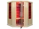 Cabina a infrarossi Gigatherm IV angolare con faretti in carbonio/legno Hemlock
