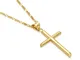 Collana con ciondolo a forma di croce in oro 14 carati, unisex, con solida chiusura a mosc...