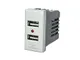 SANDASDON SD21760T Modulo Caricatore USB X2 Da Muro 2 Porte USB 5V 2,1A Grigio Silver Comp...