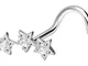 PIERCINGLINE Piercing Line 18 Carati in oro bianco naso a vite a Spirale tre stella di cri...