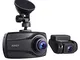 AUKEY Doppia Dash Cam da 1080 p con Schermo da 2,7’’, Videocamera Full HD Frontale e Poste...