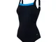 Speedo Contour Renew Intero, Costume da Bagno Donna, Nero (Black/Windsor Blue), 34 (IT 44)