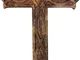 Targa in legno, croce crocifisso cattolica religiosa, decorazione da parete, 45 x 30 cm, p...