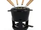 BBQ-Toro Set fonduta in ghisa per 6 persone set fonduta 13 pezzi con bruciatore e forchett...