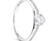 Orovi, anello da donna in oro bianco 0,43 ct, solitario centrale con diamante da 0,07 cara...