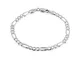 Quadri - Bracciale in Argento 925 elegante con Catena modello Figaro per Uomo/Donna - larg...