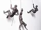 3x grandi trio di arrampicata in bronzo trio ornamenti pendenti figure set di 3 uominida p...