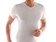 3 t-shirt corpo uomo bianco caldo cotone LIABEL mezza manica scollo a punta 02828/e53 (4/M...