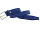 Cintura uomo in Vera Pelle Scamosciata Blu – 100% Made in Italy – Alta qualità (100cm Giro...