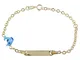 Gioiello Italiano - Bracciale in oro giallo con targhetta e delfino, unisex bambini, lungh...