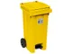 Bidone carrello 120 Litri con pedale e ruote colore giallo segnale