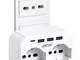 LENCENT Presa Multipla USB da Muro, 6-in-1 Multipresa Ciabatta Elettrica con 2 Prese Schuk...