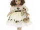 Bambola in porcellana con vestito e orsacchiotto, 48 cm, 120578