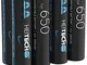 HEITECH 650 Pile ricaricabili AAA Micro - 8× NiMH Batteria ricaricabili con min. 550mAh e...