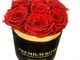 Premium Box Cilindro in Velluto Rose stabilizzate Rosse Scatola Tonda Nera (Rossa, 7)