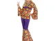 WIDMANN - Hippie Girl Costume da Figlia dei Fiori, in Velluto, in Taglia L