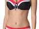 Merry Style Completo Bikini Donna P62378TSG (Nero/Argento/Rosso, EU(Coppa 75 C / 38)=IT(2C...