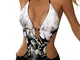 heekpek Costume Intero da Donna Scollo a V Bikini Brasiliana Sexy Halter Costume Intero Pu...