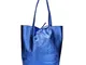 Borsa a Mano Shopper Donna in Pelle Dollaro Borse a Spalla (Blu Elettrico)