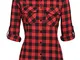 Unibelle, camicia da donna a quadretti, camicia a quadri, a maniche lunghe, in cotone, sco...