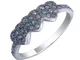 Vir Jewels, Anello Da Donna 925 Argento Con Blu Diamante 0.4 CT, Misura Anello 14