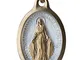 Medaglia della Vergine Miracolosa, Oro Fine 24 kt, Forma Ovale e Smaltato Due Tonalità Int...