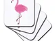3dRose CST 128188 _ 3 Pink Flamingo Piastrelle di Ceramica, Set di 4 sottobicchieri