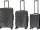 Set 3 Valigie Trolley Rigide in PET 4 Ruote TSA Ravizzoni Diamante Grigie