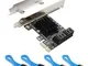 Ziyituod Scheda SATA, PCIE3.0, 4 Porte con 4 Cavi SATA, Scheda di Espansione Controller SA...