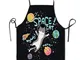 N\A Grembiule da Cucina Space Cat Planet BBQ Cooking Cena Impermeabile Grembiuli Neri per...