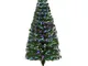 HOMCOM Albero di Natale 150cm con 180 Luci a LED e Fibre Ottiche Colorate, 180 Rami in PVC...