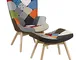 Totò Piccinni Poltrona e Sgabello Design Patchwork Multicolore Gambe in Legno di Faggio (P...