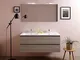 Kiamami Valentina Mobile Bagno 120cm Olmo Leone con Doppio lavabo e Specchio 120x60 Berlin