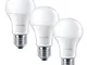 Philips E27 Edison Screw Light Bulb, 9 W - Warm White, 2700K, Pack of 3 [Energy Class A+]